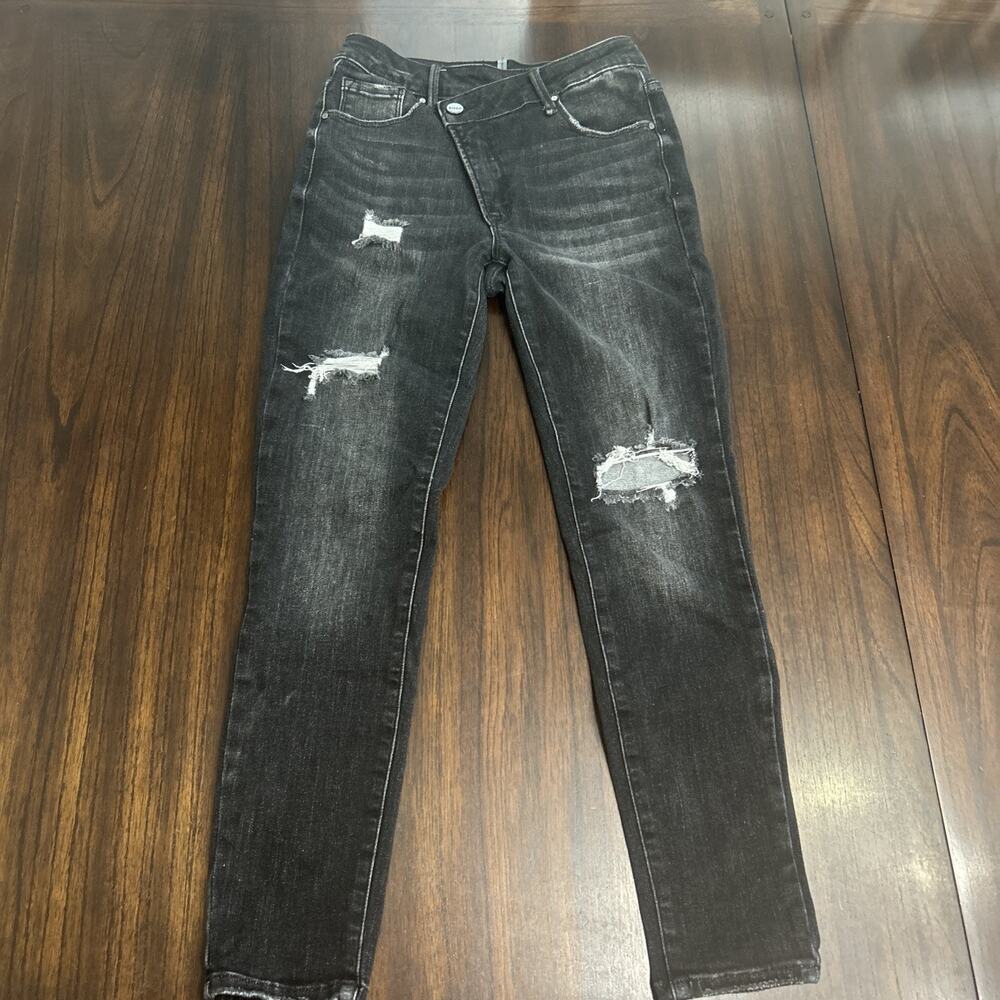 Risen Los Angeles Distressed Mid Rise Crossover Jeans Sz 5 RDP5349